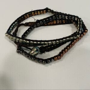 Boho Wrap Bracelet Copper Silver Brown